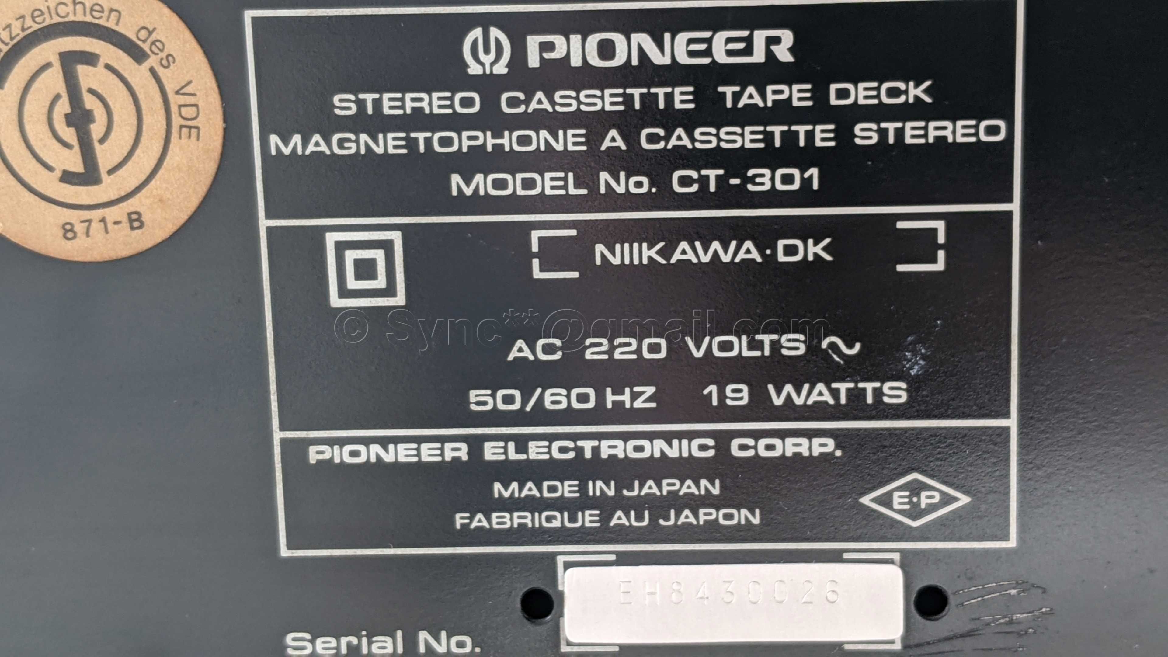Pioneer CT-301 Magnetofon Made in Japan 1983