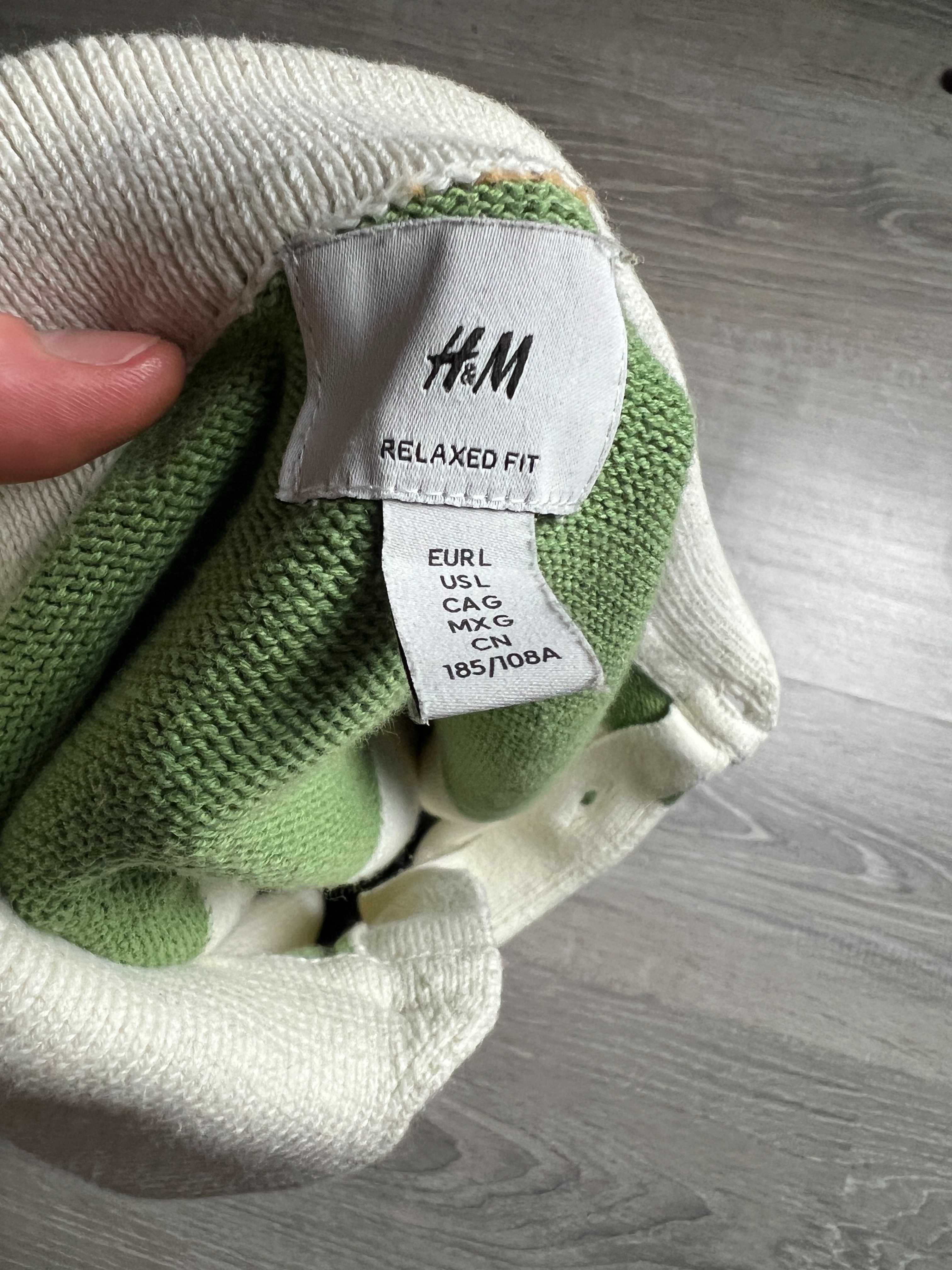 Продам біло-зелене трикотажне лонгслів поло H&M