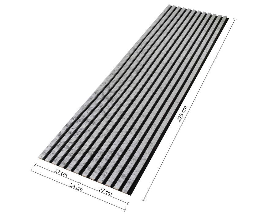 Lamele ścienne akustyczne SLIM 275x54 cm na czarnym filcu Gray i inne