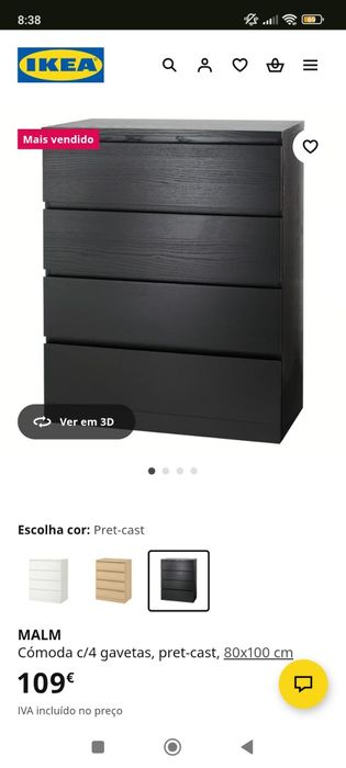 Cómoda Malm preta