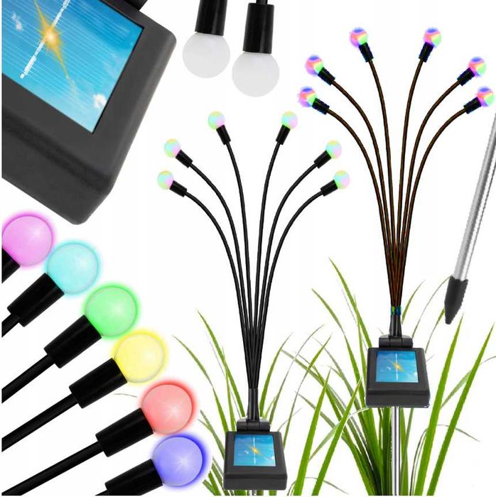 LAMPA Ogrodowa SOLARNA KULKI LED Wbijana Z Czujnikiem Zmierzchu 2 szt.