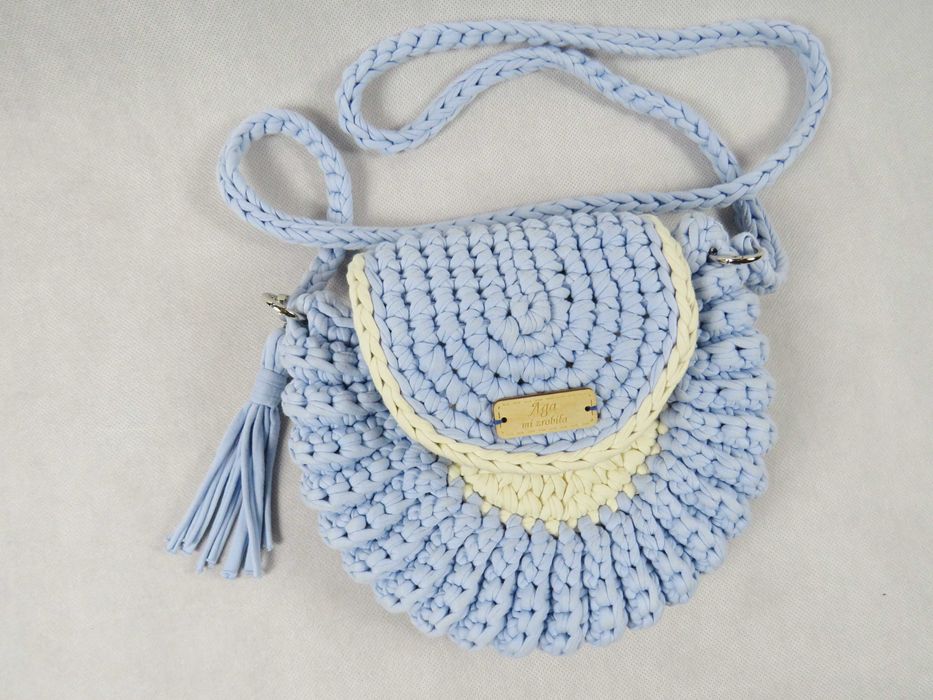 Błękitna torebka pleciona Torebka dla dziewczynki Handmade