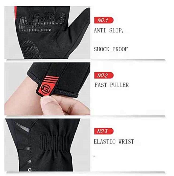 GIYO Rękawiczki Rowerowe z Długimi Palcami Zimowe Komfort do 2 stopniL