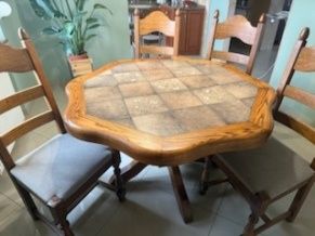 Stół lite drewno i 6 krzeseł zestaw do jadalni