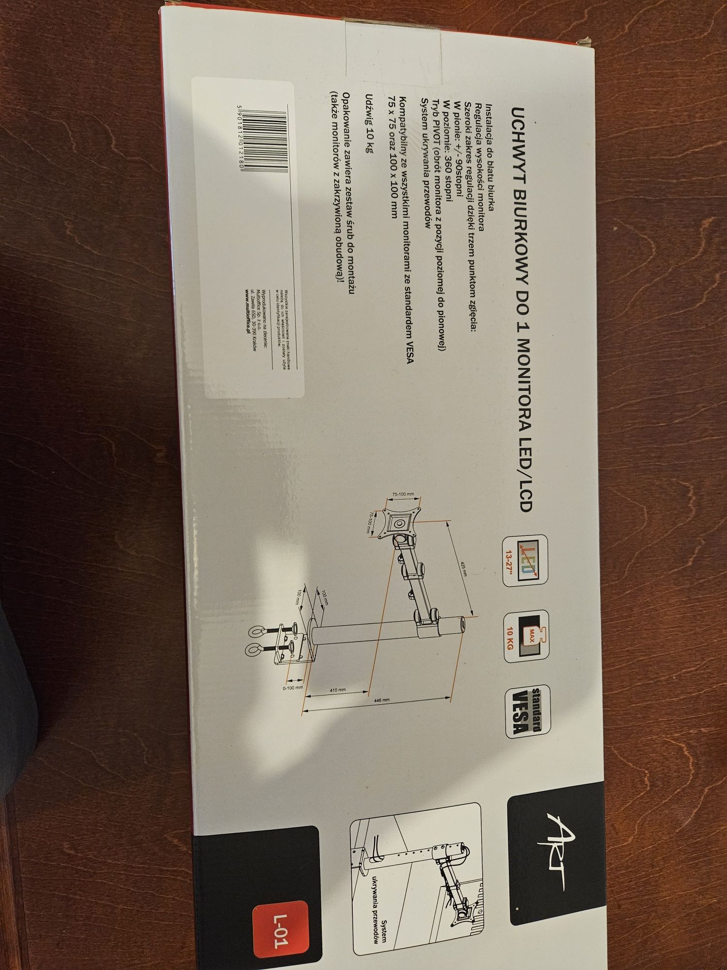 Uchwyt Biurkowy Do 1 Monitora Led/Lcd 13-27" L-01 Art