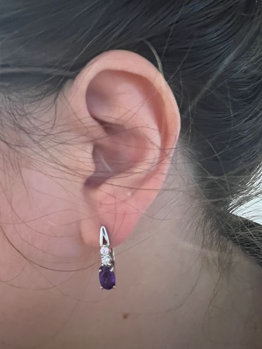 Срібні сережки з аметистом і цирконієм