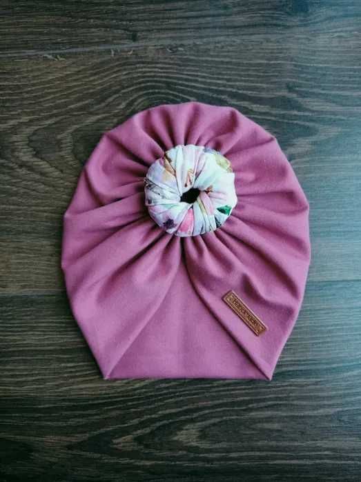 turban dla dziewczynki z donatem,  kwiatuszki, Handmade