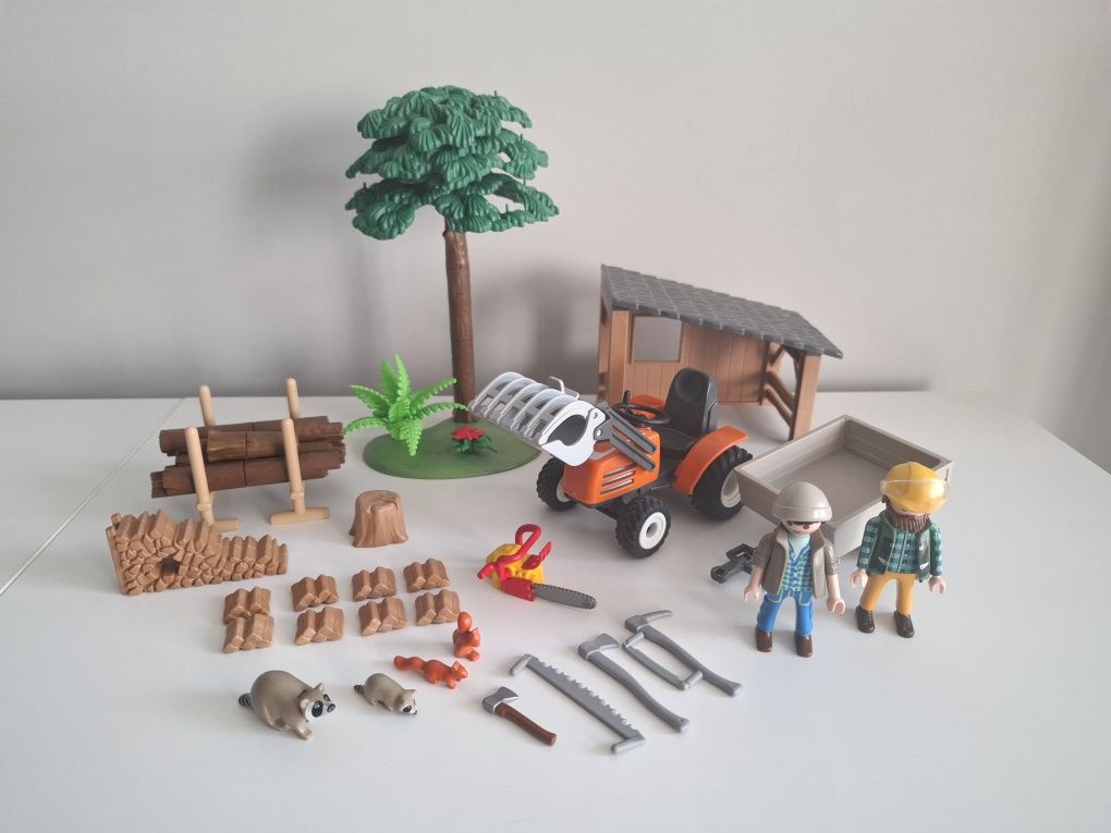 Playmobil traktor drwal drzewo przyczepka wieś 6814
