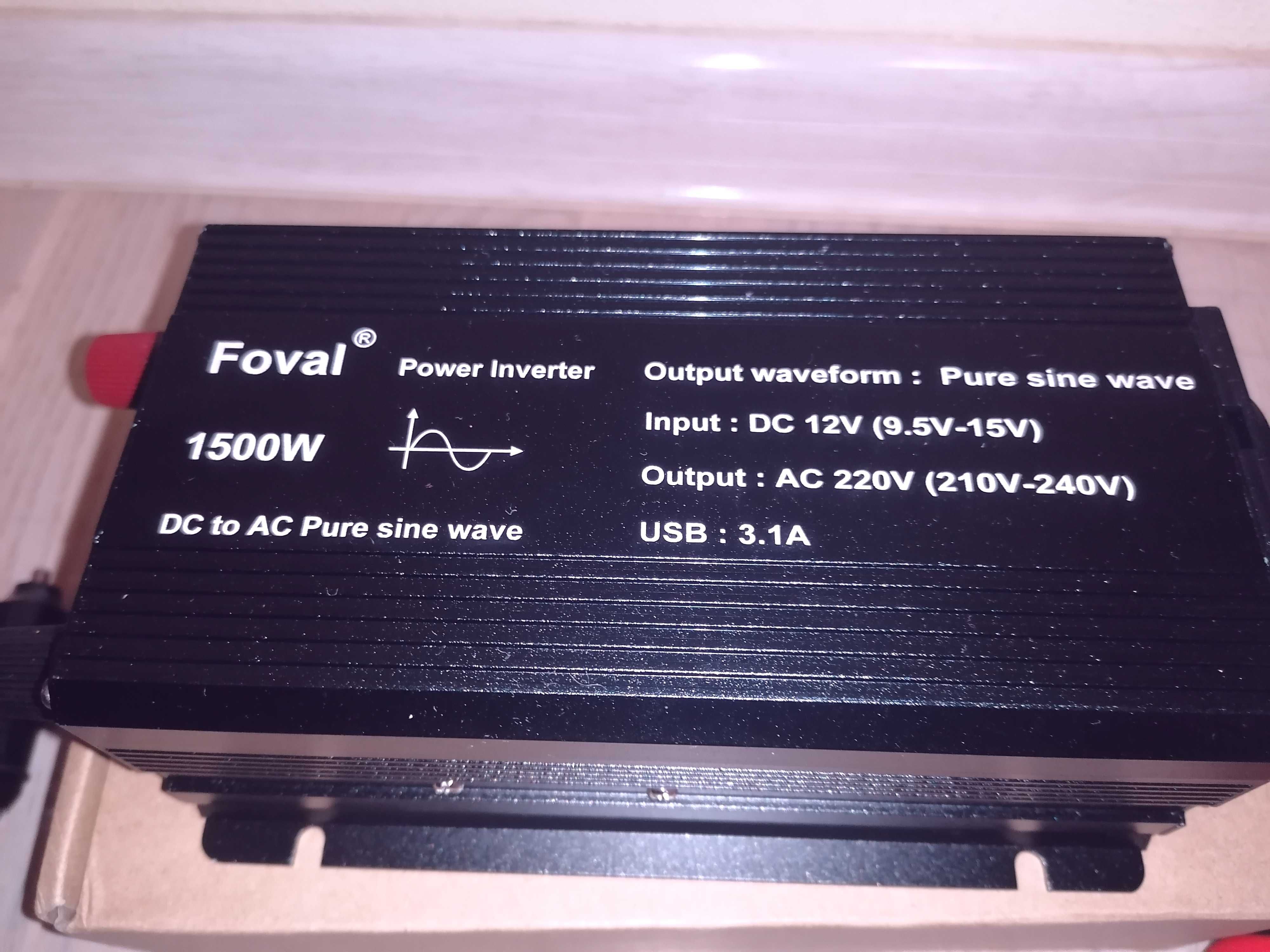 Инвертор Foval 1500 Вт, чистая синусоида, для газового котла и насоса