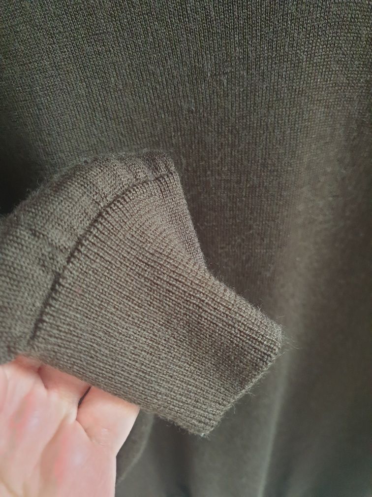 Męski sweter wełniany merino H&M M khaki