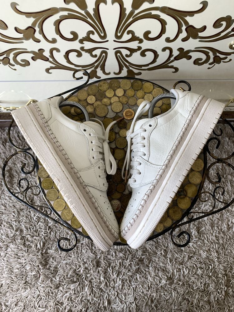 Кремовые кожаные кеды кроссы кроссовки nike air jordan 1 retro 38