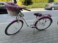 Rower damski miejski 28 cali przerzutki różowy biały