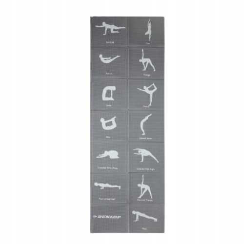 Yoga Fitnessu Dunlop Składana z13 Pozycjami Mata do ćwiczeń SZARA P354