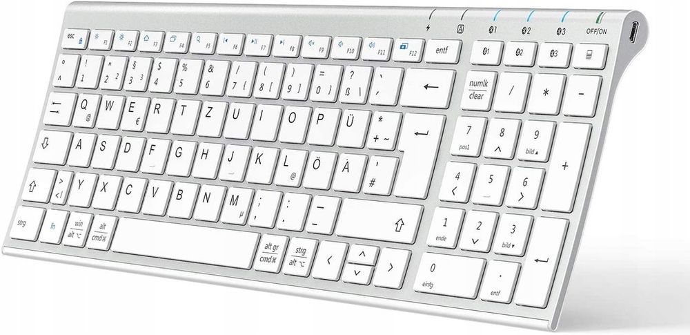Klawiatura Bluetooth 5.1 iClever IC-BK10 biała aluminiowa qwertz DE