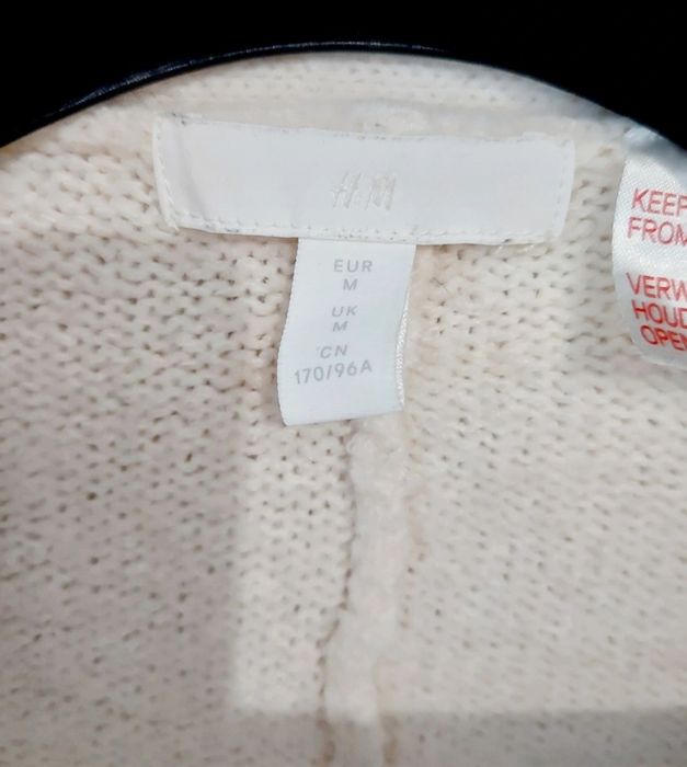 Kremowy rozpinany oversize sweter damski kardigan duże kieszenie M /L