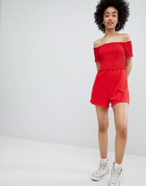 BERSHKA ромпер комбінезон літній червоний шорти топ красный летний S