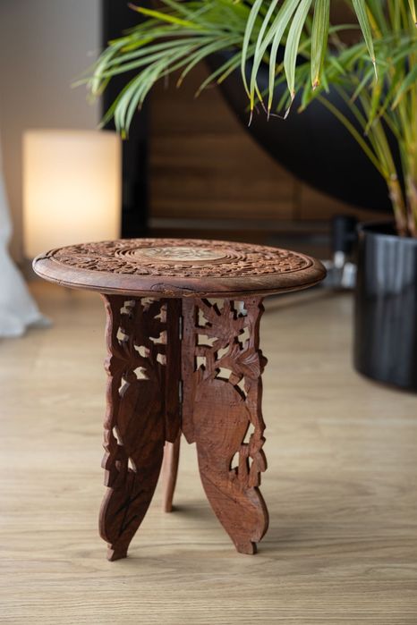 Kwietnik indyjski stolik ażurowy masa perłowa rzeźbiony