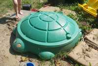 Piaskownica z pokrywa żołw żółwik zielony dla dziecka