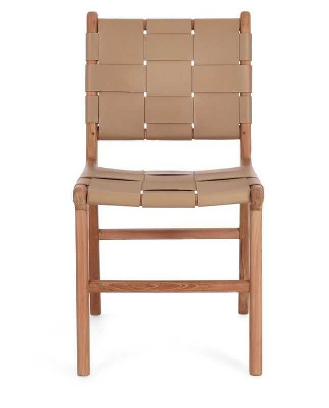 Krzesło Joanna Taupe Drewno + Skóra Bizzotto