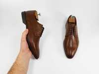 PIER ONE коричневі шкіряні туфлі кожаные туфли 40 41 25.5 см