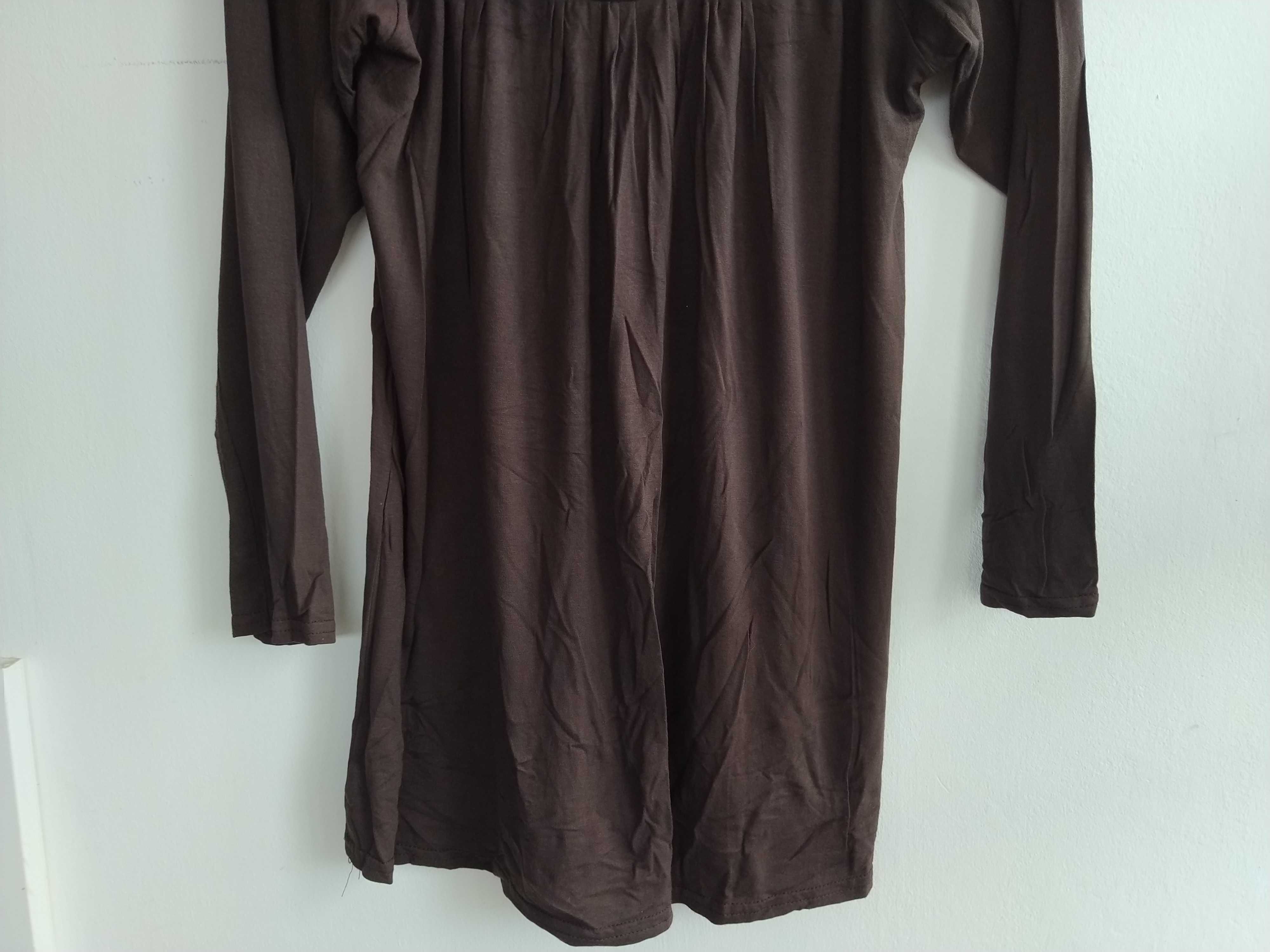 Túnica /  Camisola castanha estilo étnico - Tamanho L