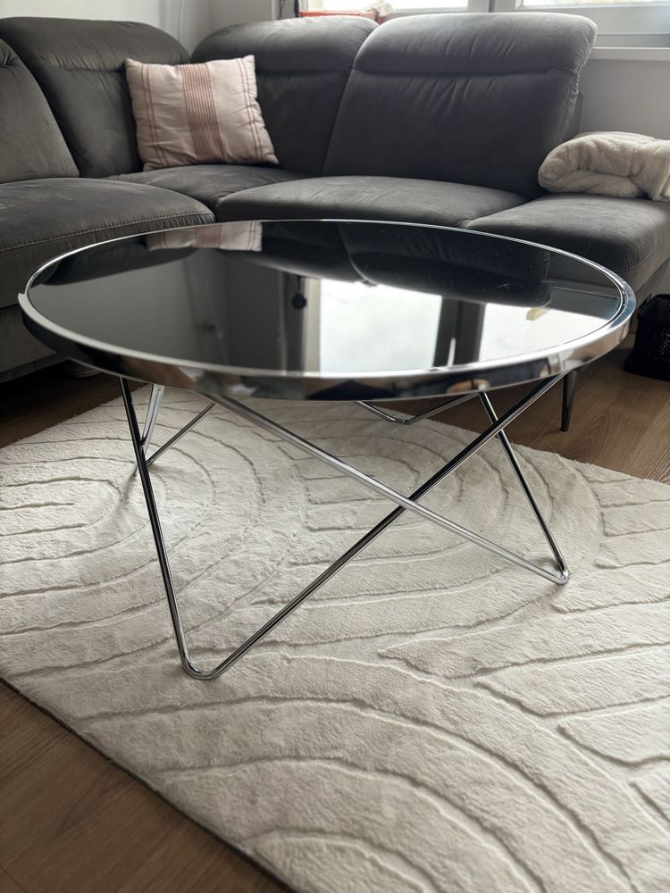 Stolik okragly 85cm szkło, chrom