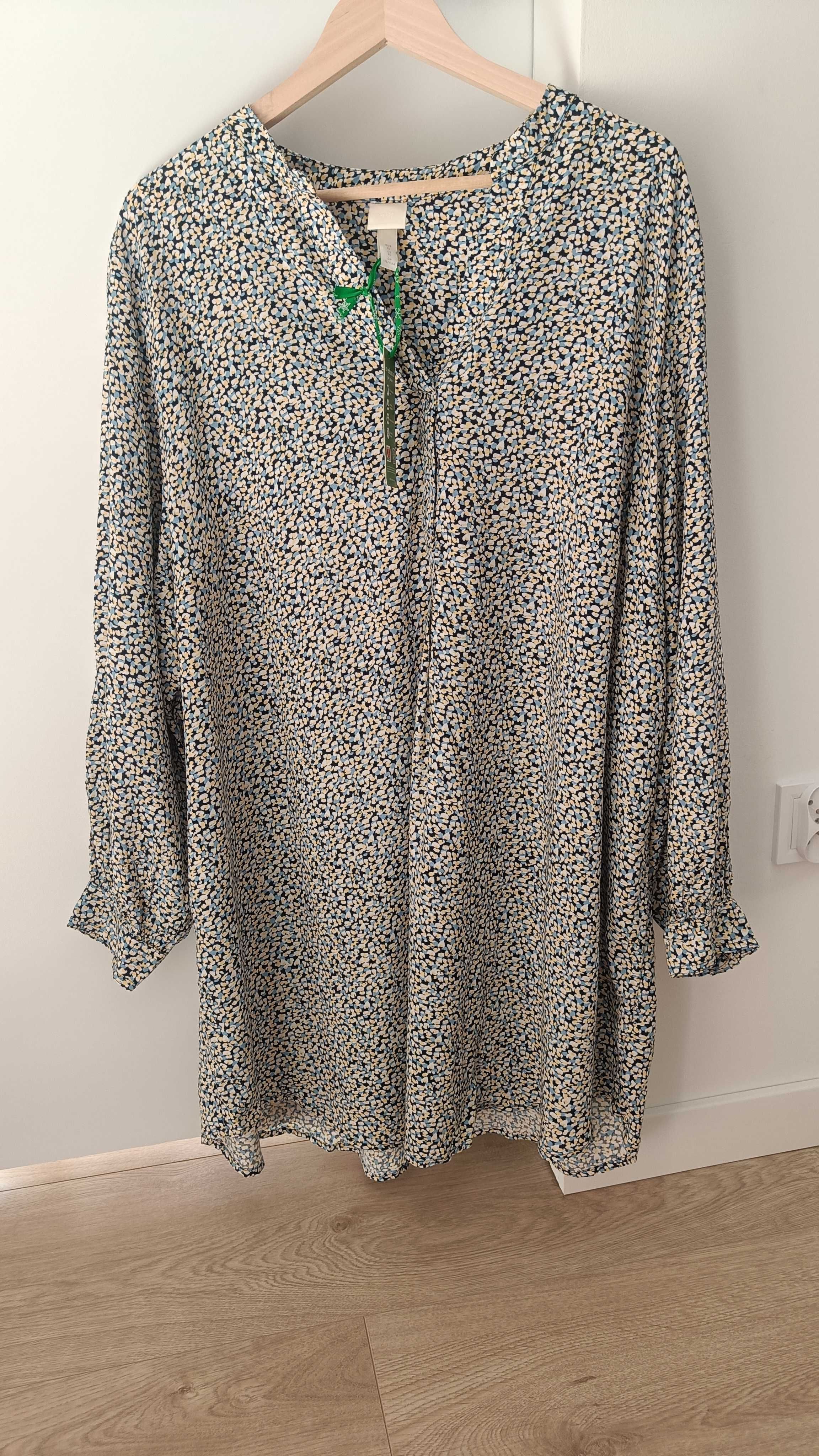 Nowa zwiewna sukienka, tunika oversize, sukienka 100% wiskoza, H&M