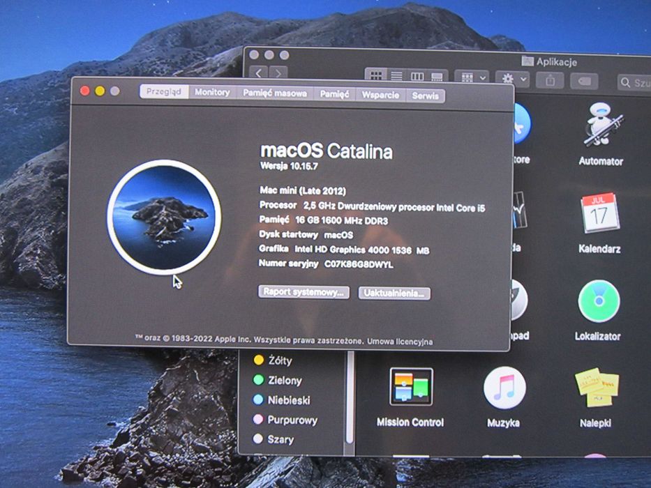 Mac mini A1347.proc I5 ,8ram 256 SSD stacja multimedialna
