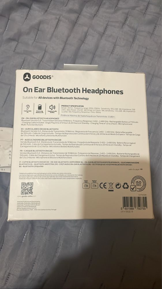 Bluetooth Headphones - Goodis c/garantia (comprados á 1 semana)