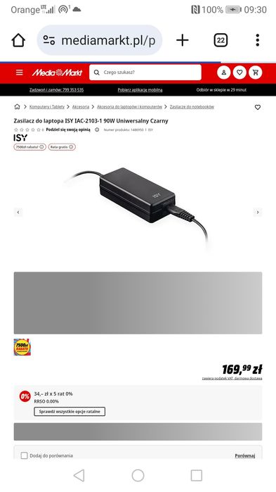 Zasilacz do laptopa ISY IAC-2103 90W Uniwersalny Czarny