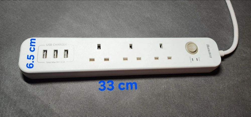 Przedłużacz 3x USB  3x gniazda UK z włącznikiem - bialy