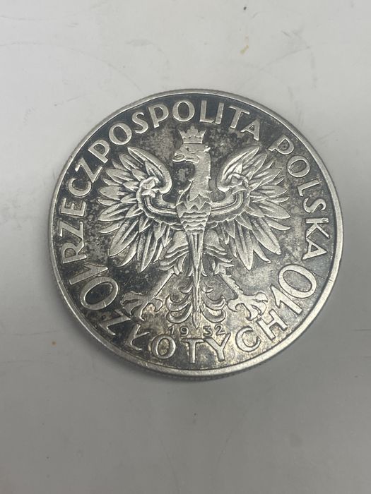 Srebrna moneta 10 zl glowa Polinii 1932
