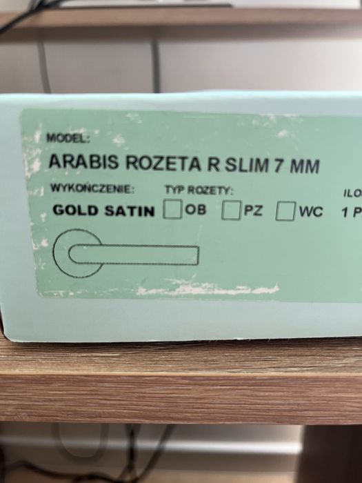 Klamka rozeta okragla Arabis Slim 7mm zloty matowy APRILE