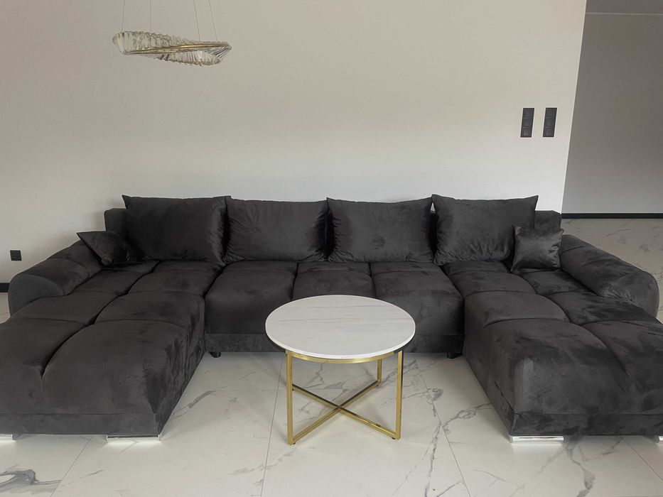 Narożnik Bego L funkcja spania welur Monolith 95 ciemny szary okazja