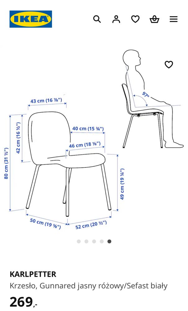 Krzesło Ikea Karlpetter jasny róż