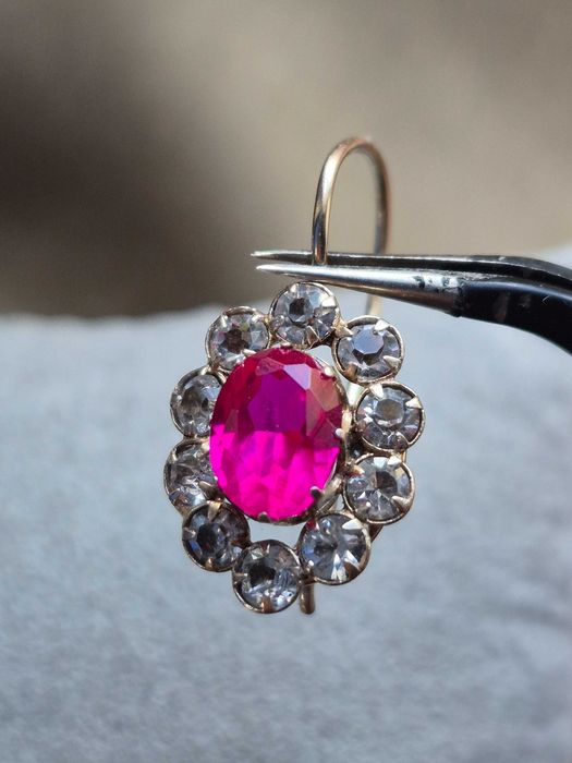 Piękne kolczyki w stylu vintage z rubinami SREBREM 875