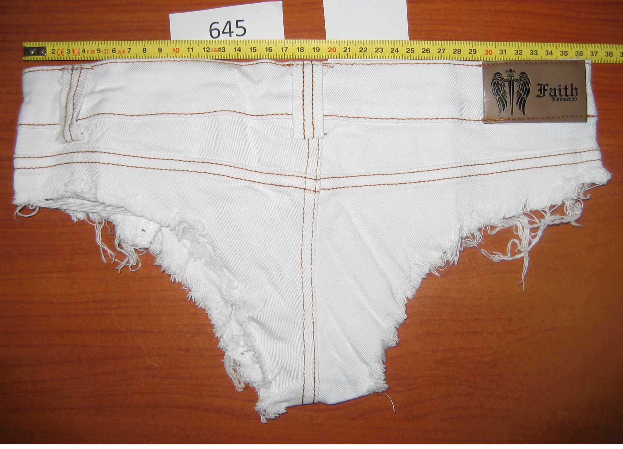 Spodenki Szorty 645 Dżinsowe Jeans Damskie Krótkie Białe Seksowne M