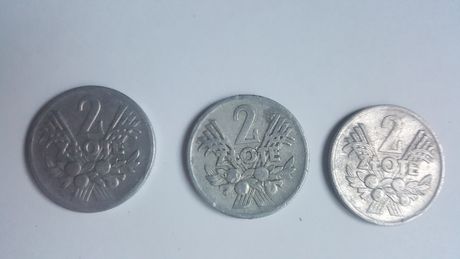 Монеты 2 злотых 1958, 1960, 1974