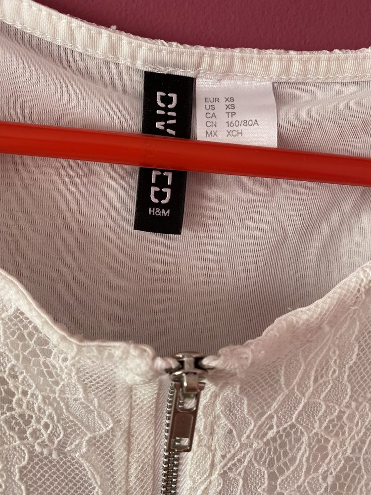 Nowa biała koronkowa sukienka na ramiaczkach z zamkiem H&M XS