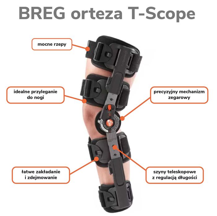 Breg T-Scope orteza kolanowa rehabilitacyjna zegarowa W-wa
