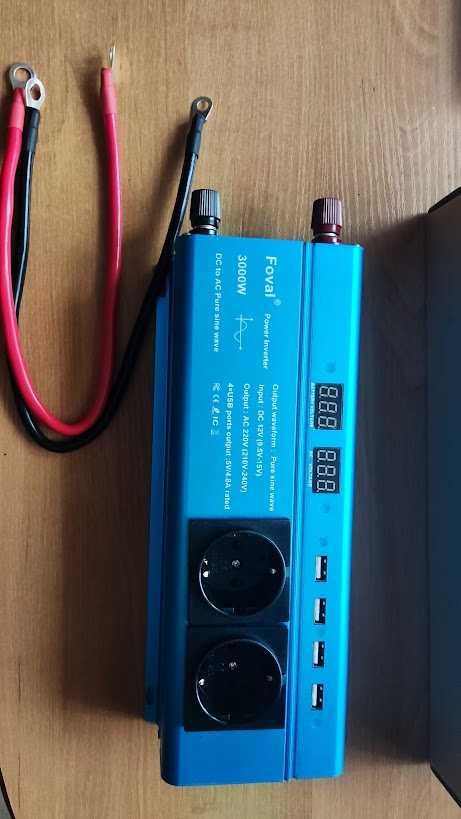 Przetwornica inwerter Foval 12V 230V 1500/3000W pełny sinus