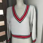 Sweter damski H&M, rozmiar S, biały z lamówką