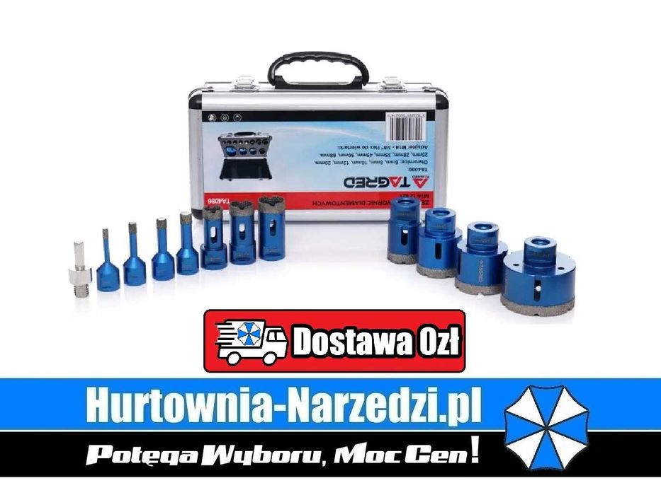 Otwornice diamentowe do ceramiki, kamienia, gresu, glazury 6-68 mm M14