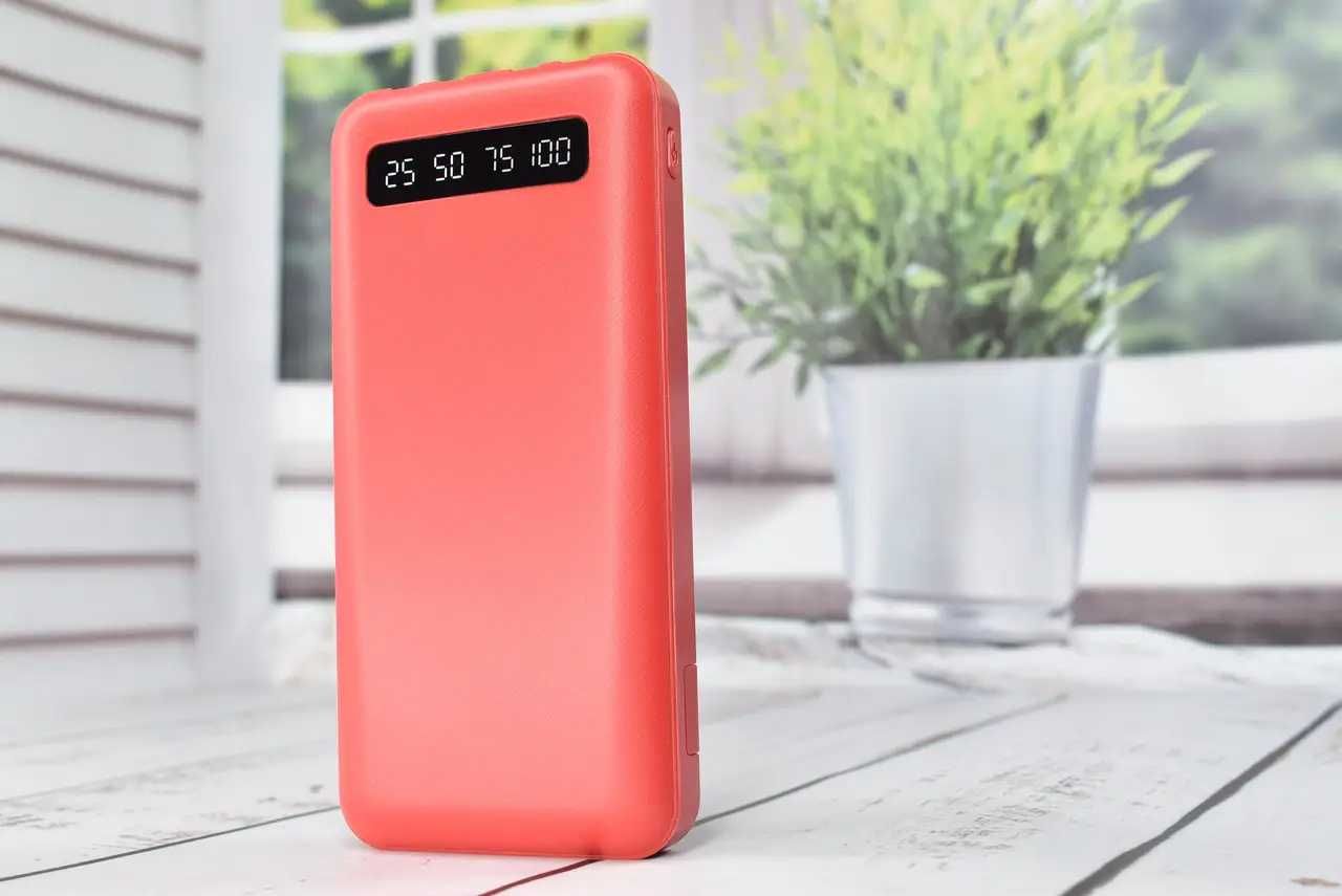 Павербанк з швидкою зарядкою + Ліхтарик 10000 mAh Red Powerbank