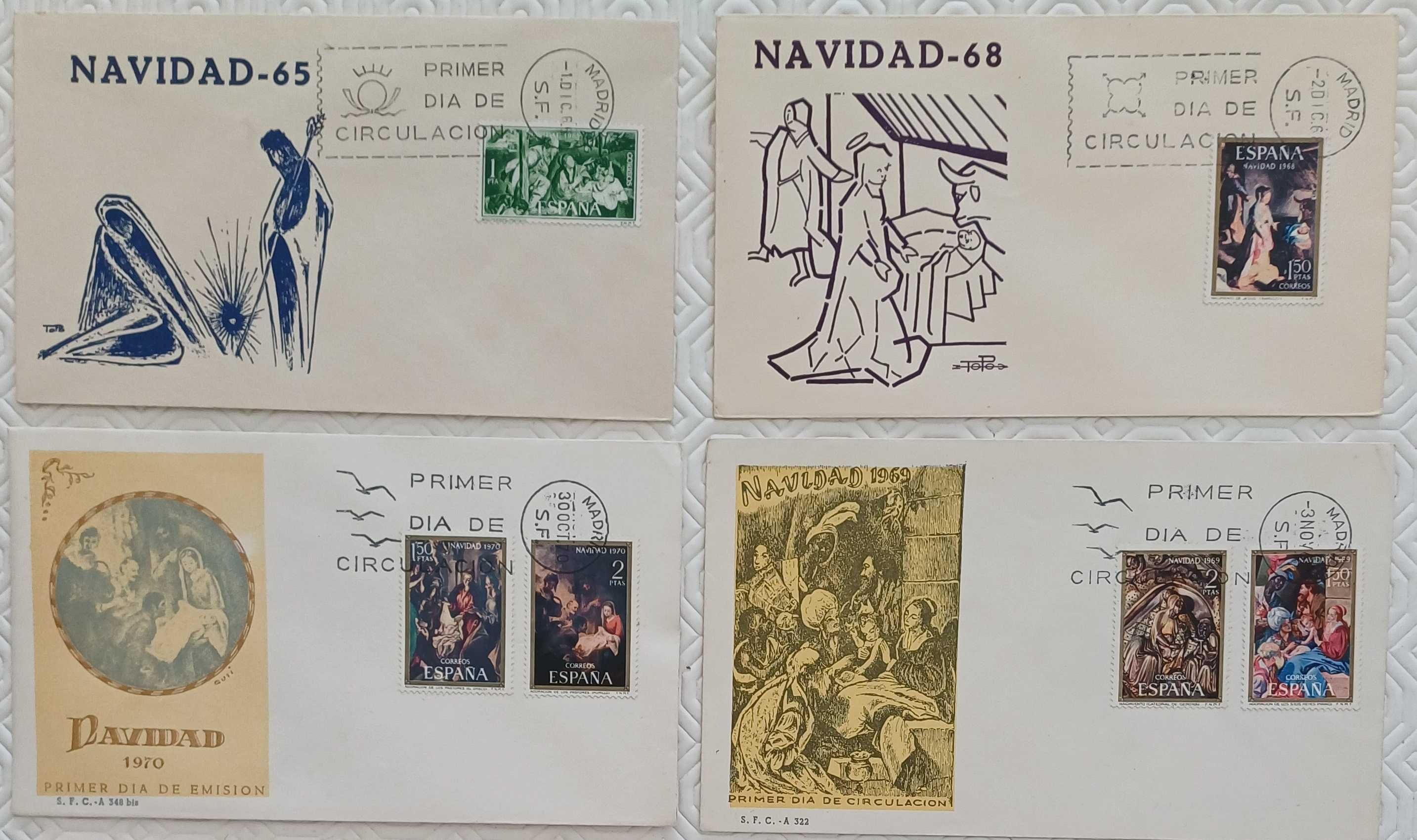 Filatelia - Lote de 7 FDC – Tema Natal