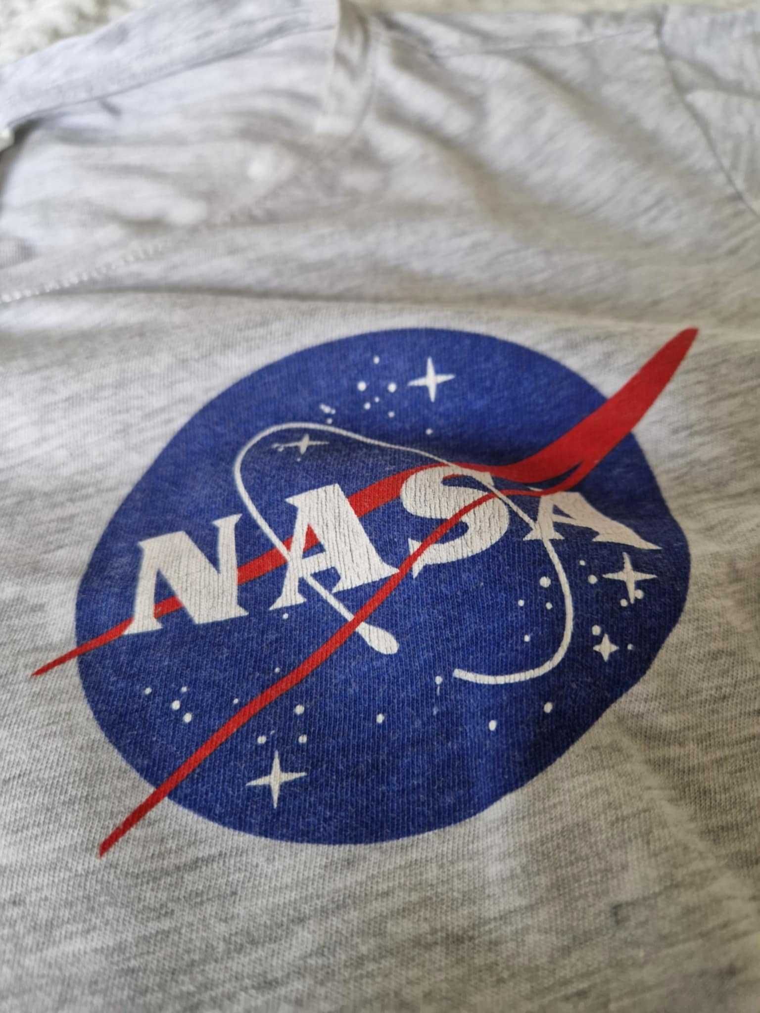 H&M luźna szara koszulka t-shirt damski z nadrukiem NASA M L