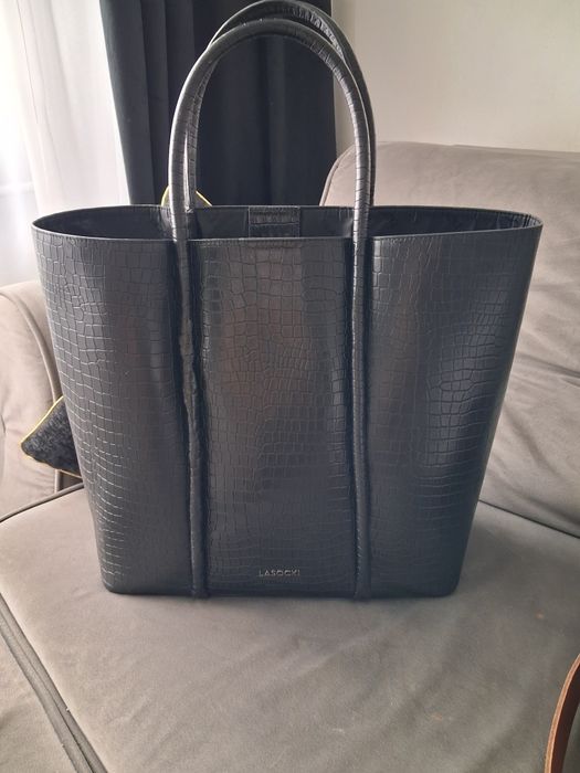 Torebka skórzana Lasocki skóra cioci czarna