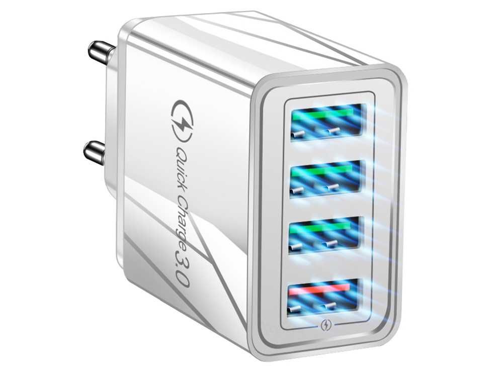 Ładowarka sieciowa szybka 4x usb quick charge 3.0 biała