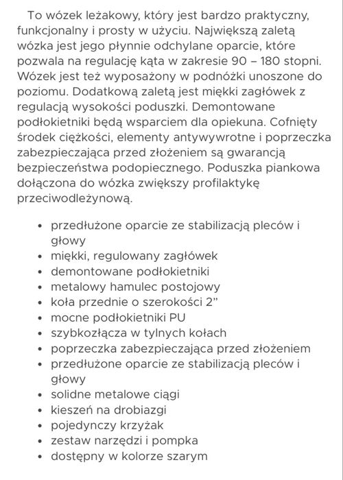 Wózek  inwalicki leżakowy