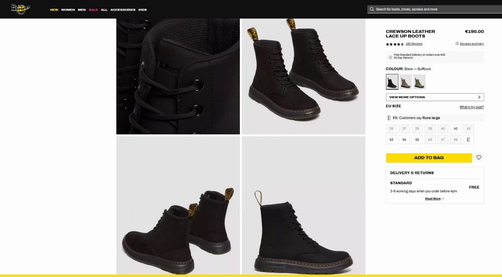 Botas Dr. Martens Crewson Camurça Preto 41